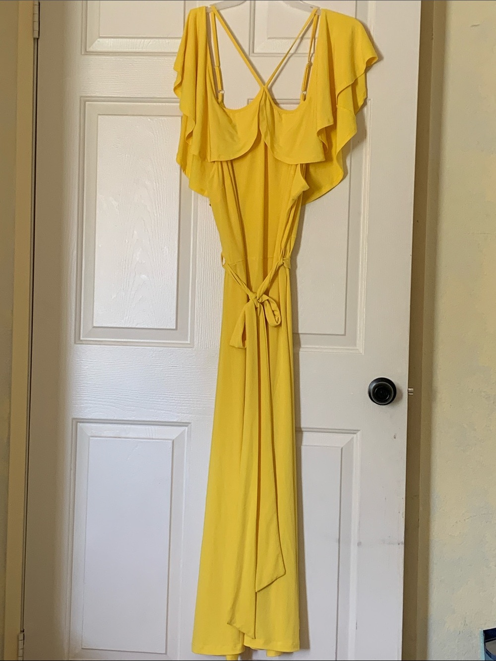 VENUS  3x Yellow Ruffle Maxi Dress with Tie Waist